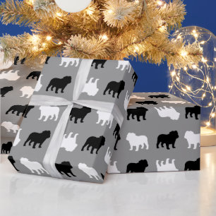 English Bulldog Silhouettes Pattern All Occasion Wrapping Paper