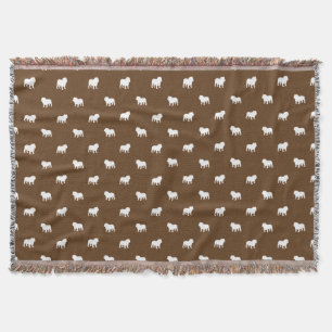 English Bulldog Silhouettes Pattern Throw Blanket