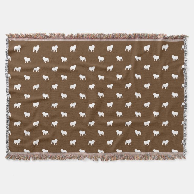 English Bulldog Silhouettes Pattern Throw Blanket (Front)