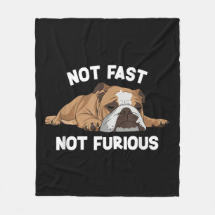 English Bulldog Sleeping Not Fast Not Furious Funn Fleece Blanket