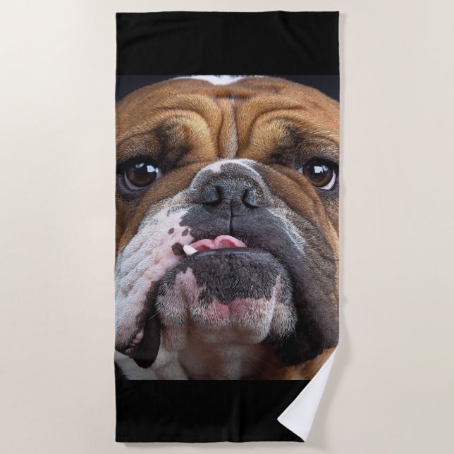 English Bulldog  Throw Pillow Beach Towel (Front)