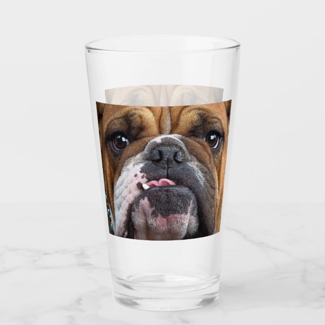 English Bulldog  Throw Pillow Glass (Front)