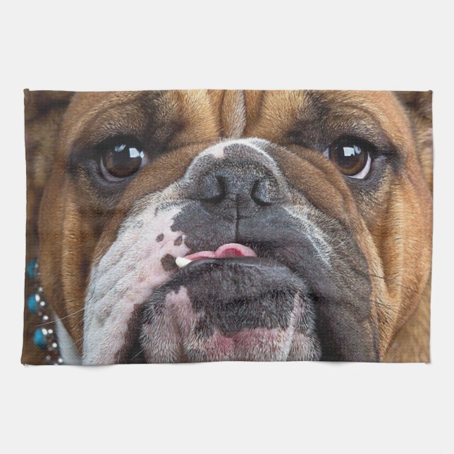 English Bulldog  Throw Pillow Kitchen Towel (Horizontal)