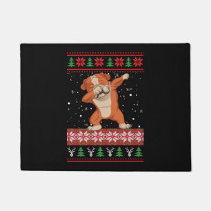 English Bulldog Ugly Christmas Sweater Doormat