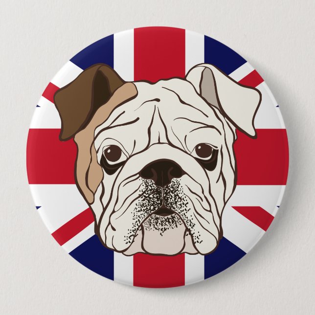 English Bulldog & Union Jack Round Button (Front)