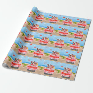 English Bulldog Valentine's Day Truck Hearts Wrapping Paper