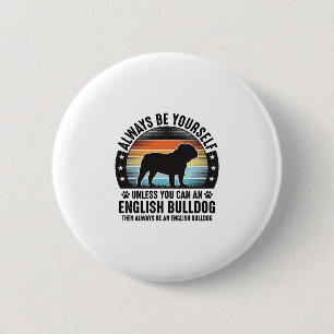 English Bulldog Vintage Sunset Dog Lover Shirt Des 2 Inch Round Button