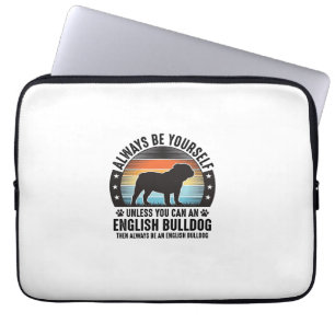 English Bulldog Vintage Sunset Dog Lover Shirt Des Laptop Sleeve