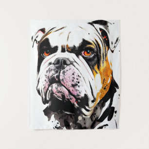 English Bulldog Wild Nature Free Spirit Art Brush Tapestry
