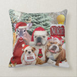 English Bulldog Winter Fun Pillow<br><div class="desc">English Bulldogs enjoy a little winter fun playing in the sun in this Ooak Christmas Design by Friskybizpet Designs. If you are a owner or an English Bulldog or if you are Christmas shopping for a fun gift for your friend who is a dog lover, this English Bulldog design makes...</div>