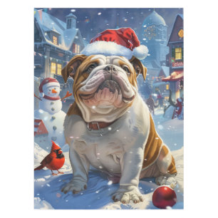 English Bulldog Winter Wonderland Christmas Joy  Tablecloth