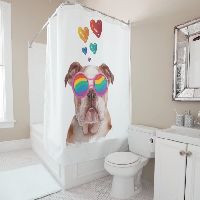 English Bulldog with Hearts Valentine's Day  (In Situ)