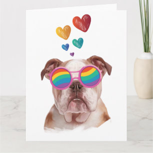 English Bulldog with Hearts Valentine's Day Card