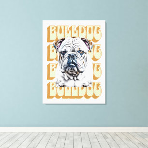 English Bulldog with Retro Font Canvas Print