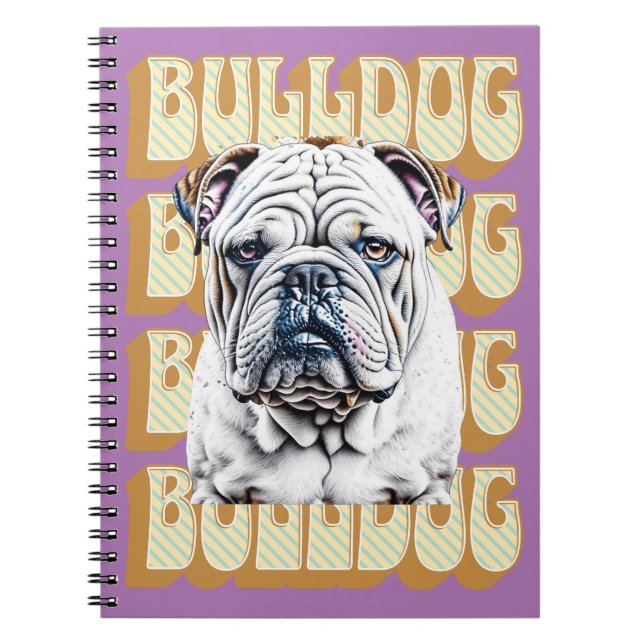 English Bulldog with Retro Font Notebook (Front)