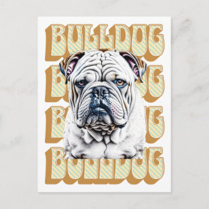 English Bulldog with Retro Font Postcard