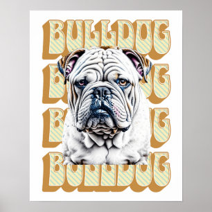 English Bulldog with Retro Font Poster
