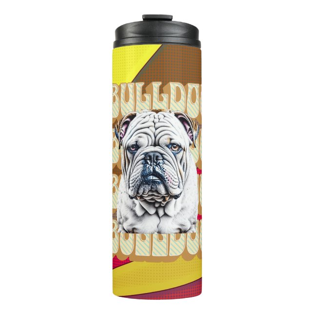 English Bulldog with Retro Font Thermal Tumbler (Front)