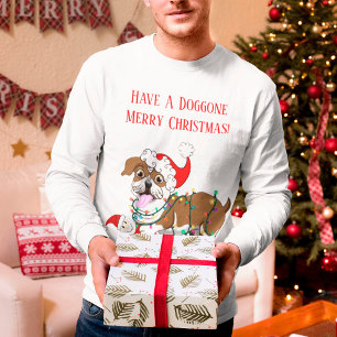 English Bulldog With Xmas Lights T-Shirt