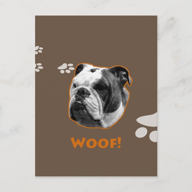 English Bulldog Woof Postcard (Front)