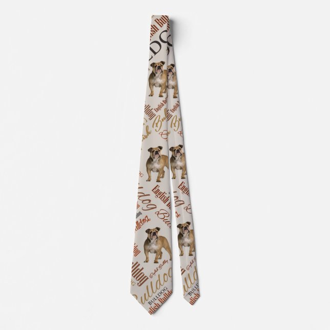 English Bulldog Word Art Tie (Front)