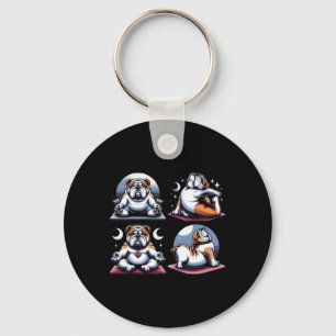 English Bulldog Yoga Poses - Peaceful Pup Meditati Keychain