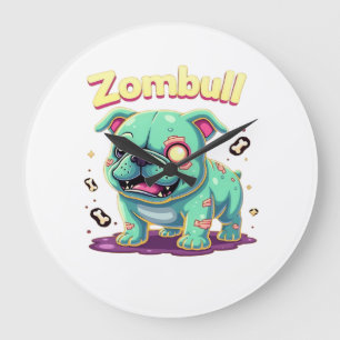 English Bulldog Zombie Dog Halloween Essential T-S Large Clock