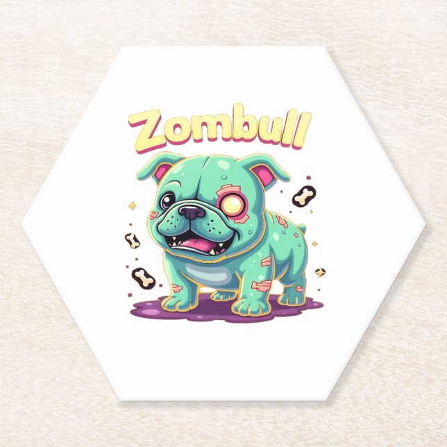 English Bulldog Zombie Dog Halloween Essential T-S Paper Coaster (Front)