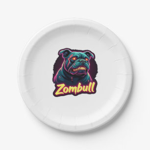 English Bulldog Zombie Dog Halloween Essential T-S Paper Plate