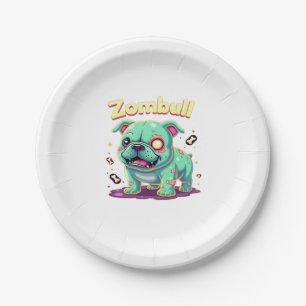 English Bulldog Zombie Dog Halloween Essential T-S Paper Plate