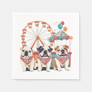 English Bulldogs At A Carnival Napkin