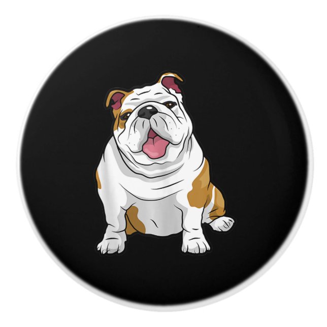 English Bulldogs Awesome Funny Bulldog Pups Dogs Ceramic Knob (Front)