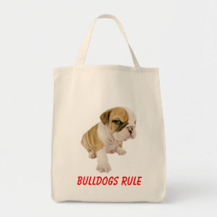 English Bulldogs Rule Puppy Dog  Grocery  Tote Bag