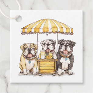 English Bulldogs Running A Lemonade Stand Favour Tags