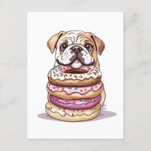English Bulldogs Sprinkled Doughnuts Postcard