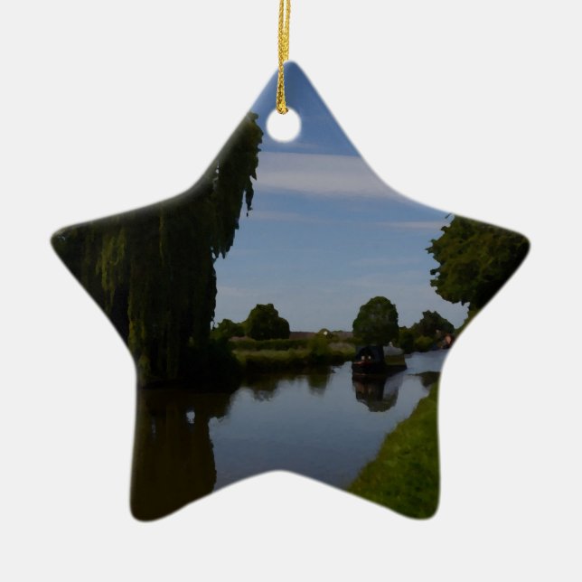 English Canal Scene Ceramic Ornament (Front)
