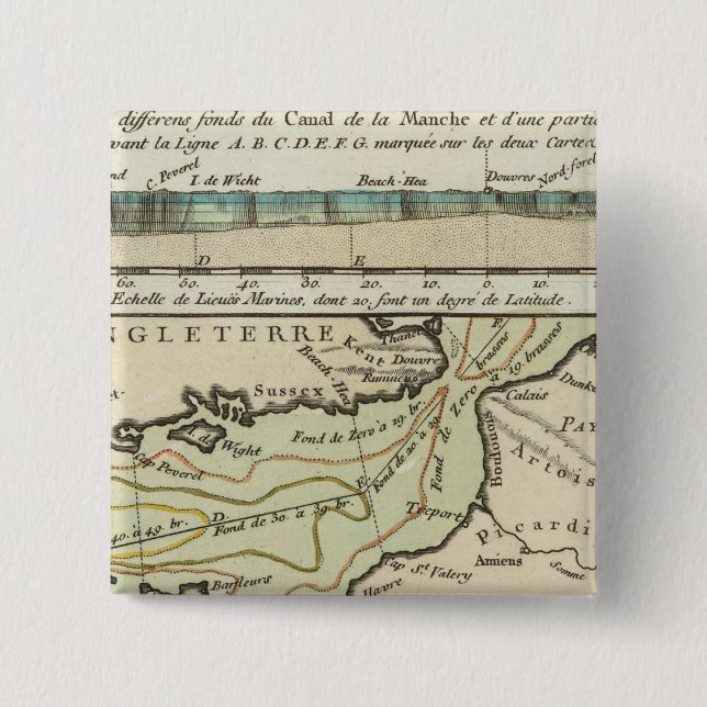 English Channel 2 Inch Square Button (Front)