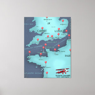 English Channel Nautical Map Canvas Print