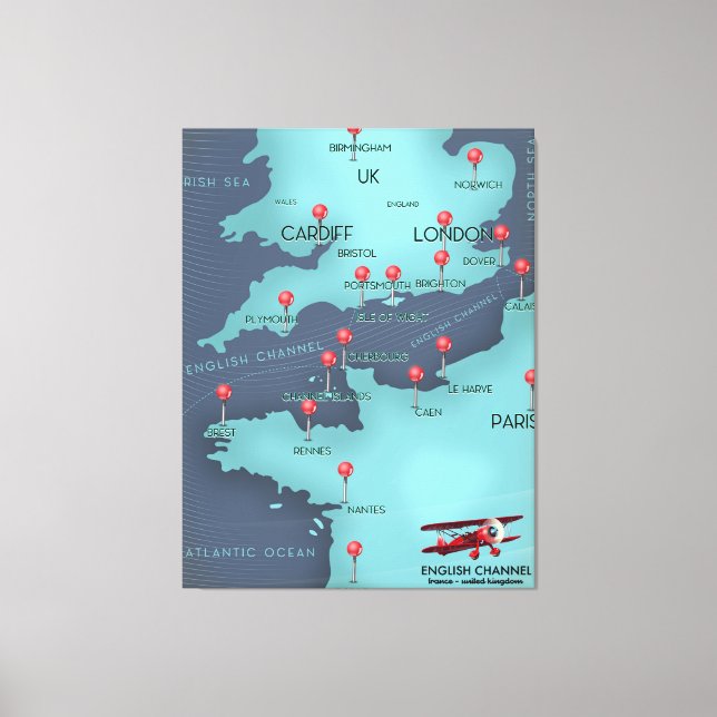 English Channel Nautical Map Canvas Print (Front)