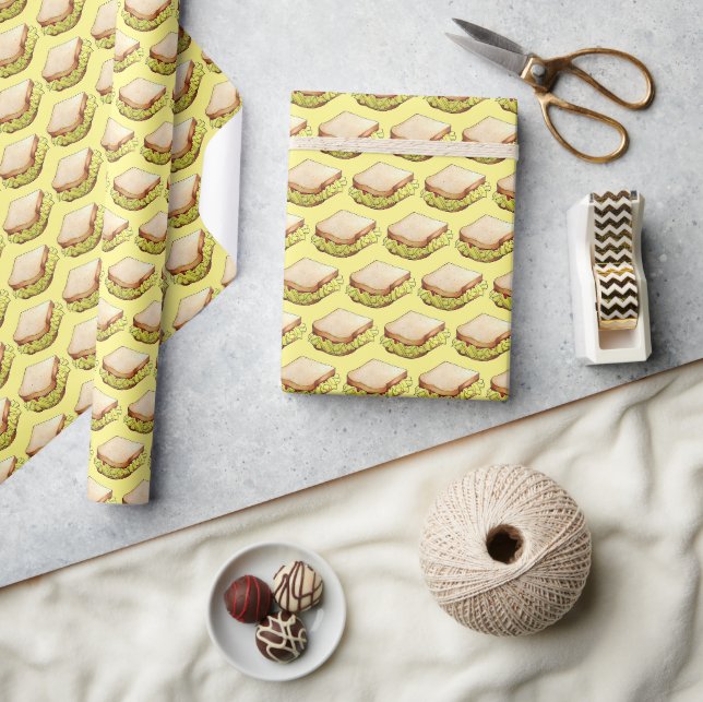 English Chip Shop Butty Sandwich Takeaway UK Food Wrapping Paper (Crafts)