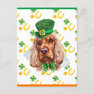 English Cocker Shamrock St. Patricks Day Holiday Postcard