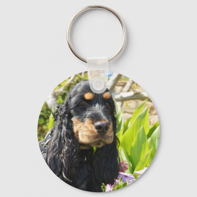english-cocker-spaniel-black and tan keychain (Front)