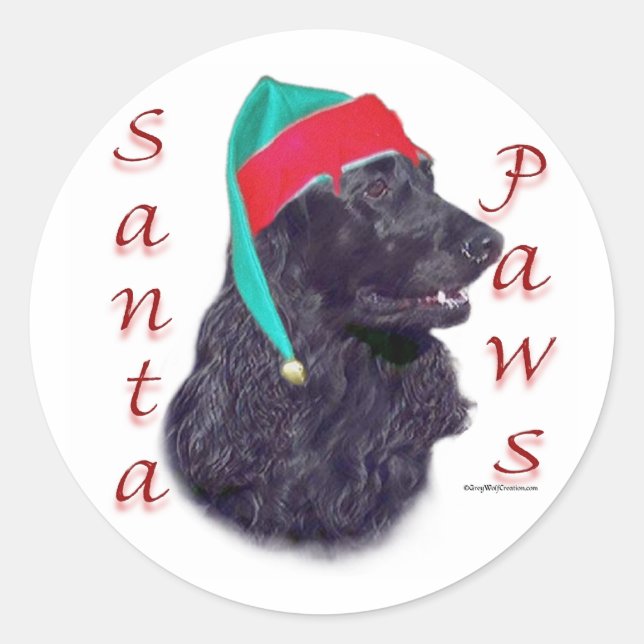 English Cocker Spaniel (blk) Santa Paws Classic Round Sticker (Front)