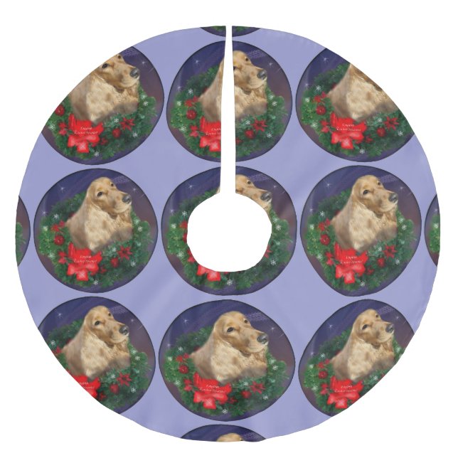 English Cocker Spaniel Christmas Brushed Polyester Tree Skirt (Front)