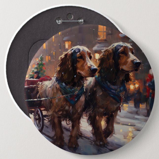 English Cocker Spaniel Christmas Festive Season 6 Inch Round Button (Front & Back)