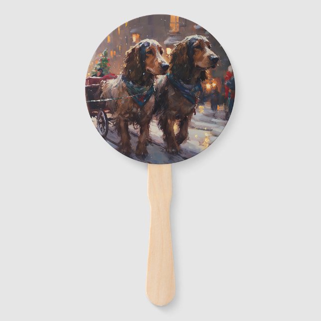 English Cocker Spaniel Christmas Festive Season Hand Fan (Front)