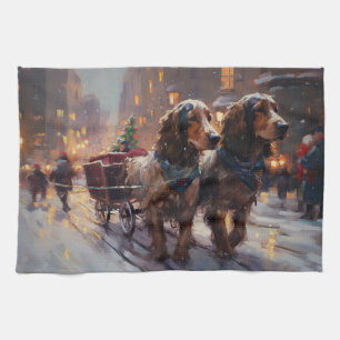 English Cocker Spaniel Christmas Festive Season Kitchen Towel
