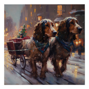 English Cocker Spaniel Christmas Festive Season Poster
