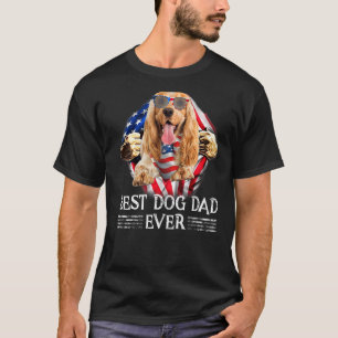 English Cocker Spaniel Dad American Flag 4th Of Ju T-Shirt