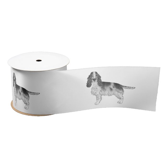 English Cocker Spaniel Design In Black And White Satin Ribbon (Spool)
